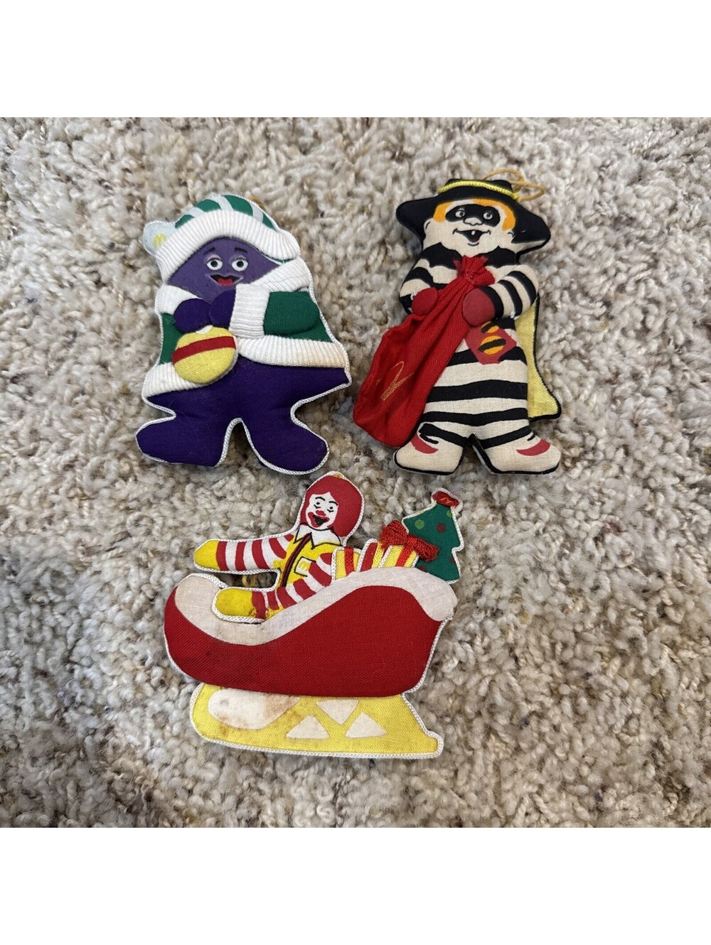 1992 McDonald's cloth plush Christmas ornaments